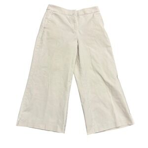 LOFT Wide Leg Ivory Cream Crop Pants Women 4 Office Work Cotton Rayon Stretch